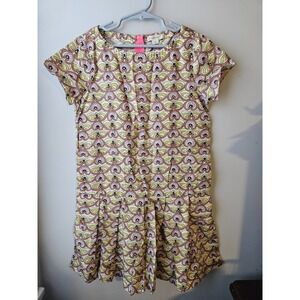 J.Crew Crewcuts Girls Dress Size 10 Retro Floral Geometric Cotton Pleated